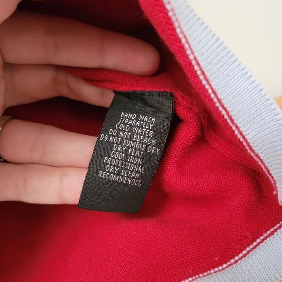 Kenneth Cole New York Red Gray Pullover Sweater M - Picture 3 of 7